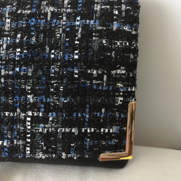 Bebe Blue and Tweed Cross body Purse with Gold - Picture 4 of 8